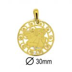 Medalla Ángel plata y nácar dorada