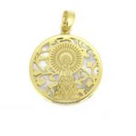 Medalla Virgen del Pilar Plata y Nácar Dorada