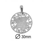 Medalla Ángel ornamentado 30 mm Plata.