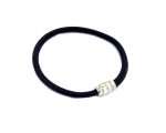 PULSERA CUERO AZUL Y PLATA 19CM