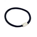PULSERA CUERO AZUL Y PLATA 19CM