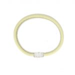 PULSERA CUERO CREMA Y PLATA 19CM