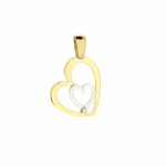 Colgante Bicolor Corazón Oro y Brillante Finor