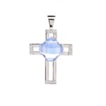 Cruz Plata Agua Marina y Circonitas
