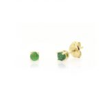 Pendientes oro amarillo y esmeralda 3.5mm