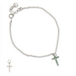 Pulsera cruz verde y blanca