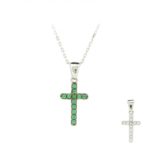 Gargantilla cruz verde y blanca