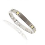 Pulsera hombre acero y baño de oro