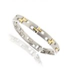 Pulsera hombre acero y baño de oro amarillo