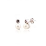 Pendientes plata y diamante y perla