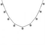 Gargantilla plata negra gotas de piedras.