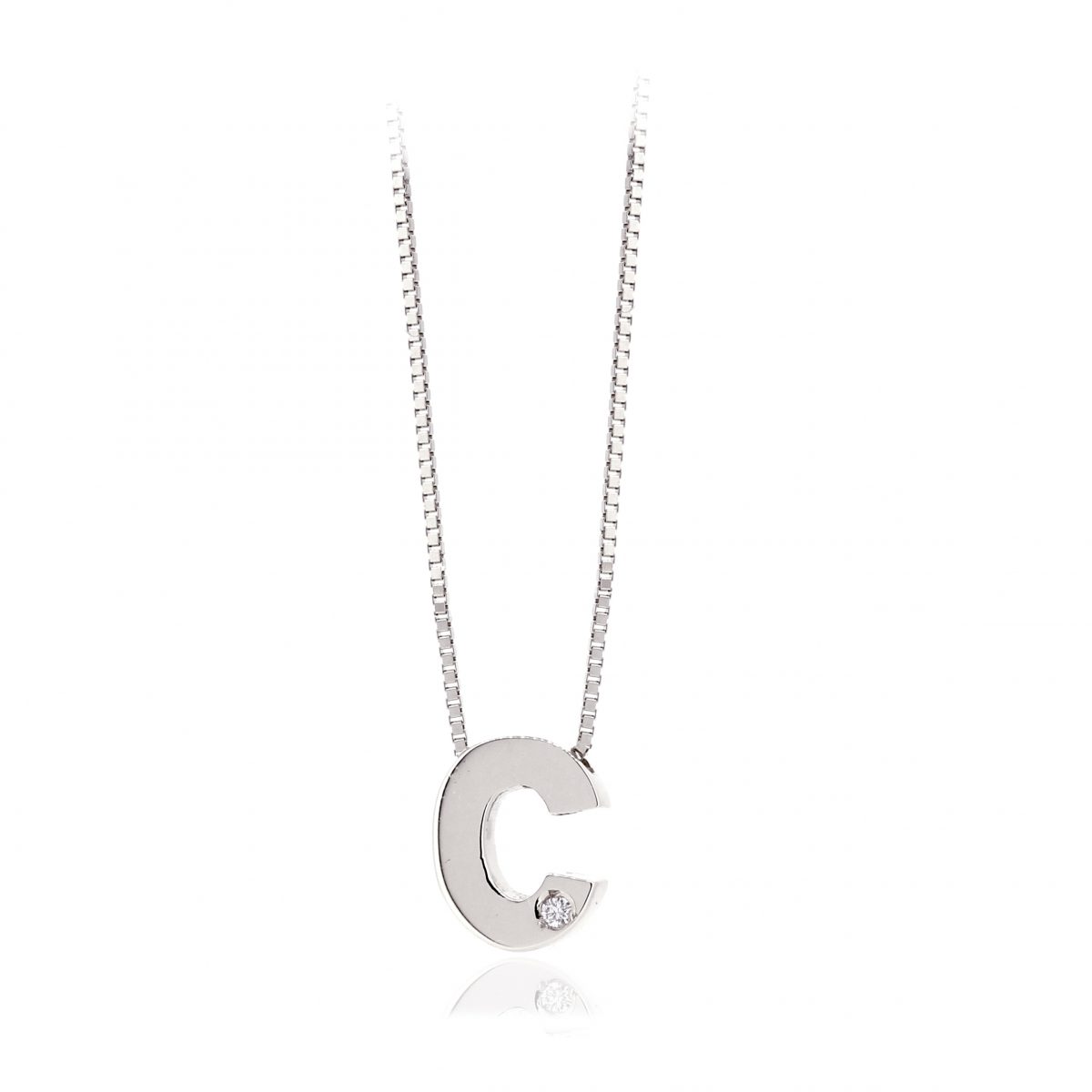 FOD709BC C Colgante Inicial Oro Blanco y Brillante - Imagen 3