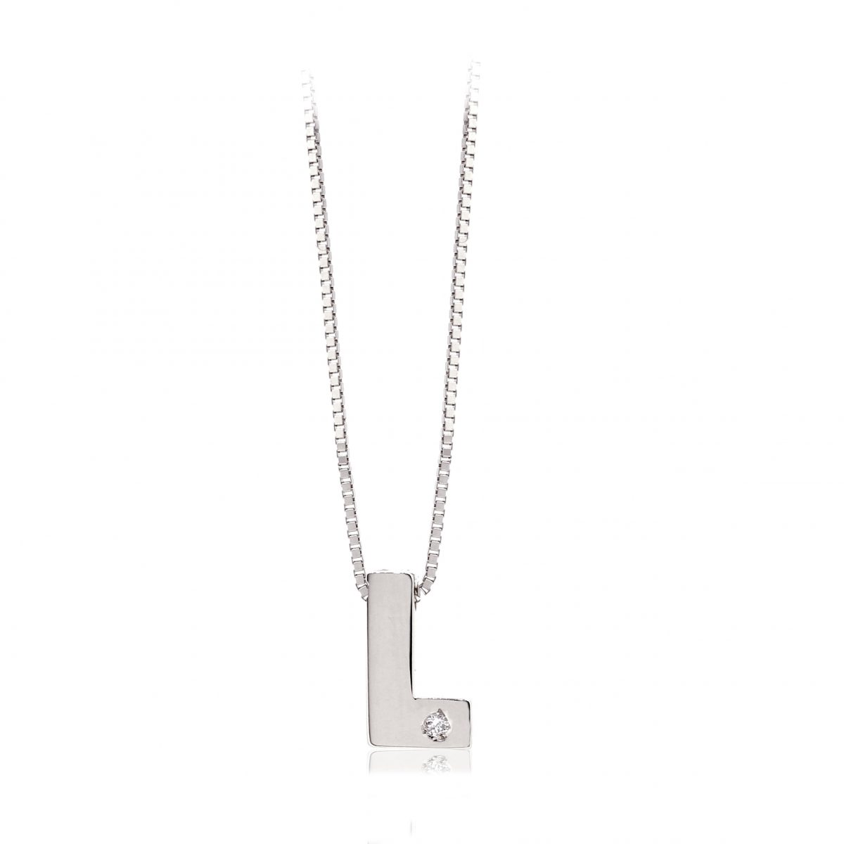 FOD709BC L Colgante Inicial Oro Blanco y Brillante - Imagen 10