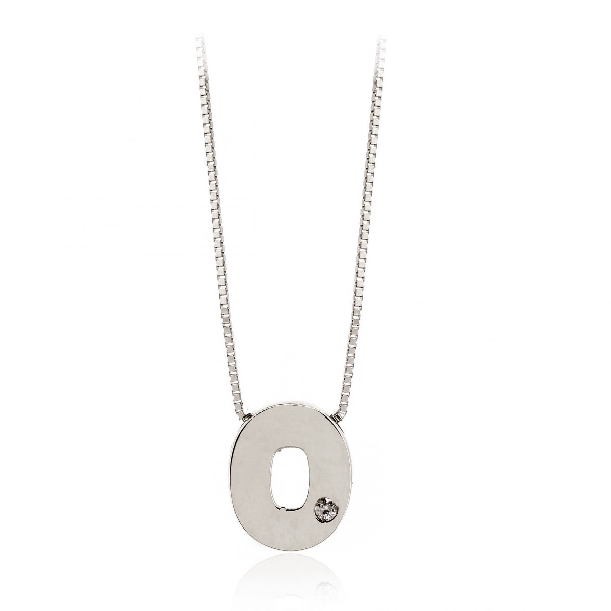 FOD709BC O Colgante Inicial Oro Blanco y Brillante - Imagen 13