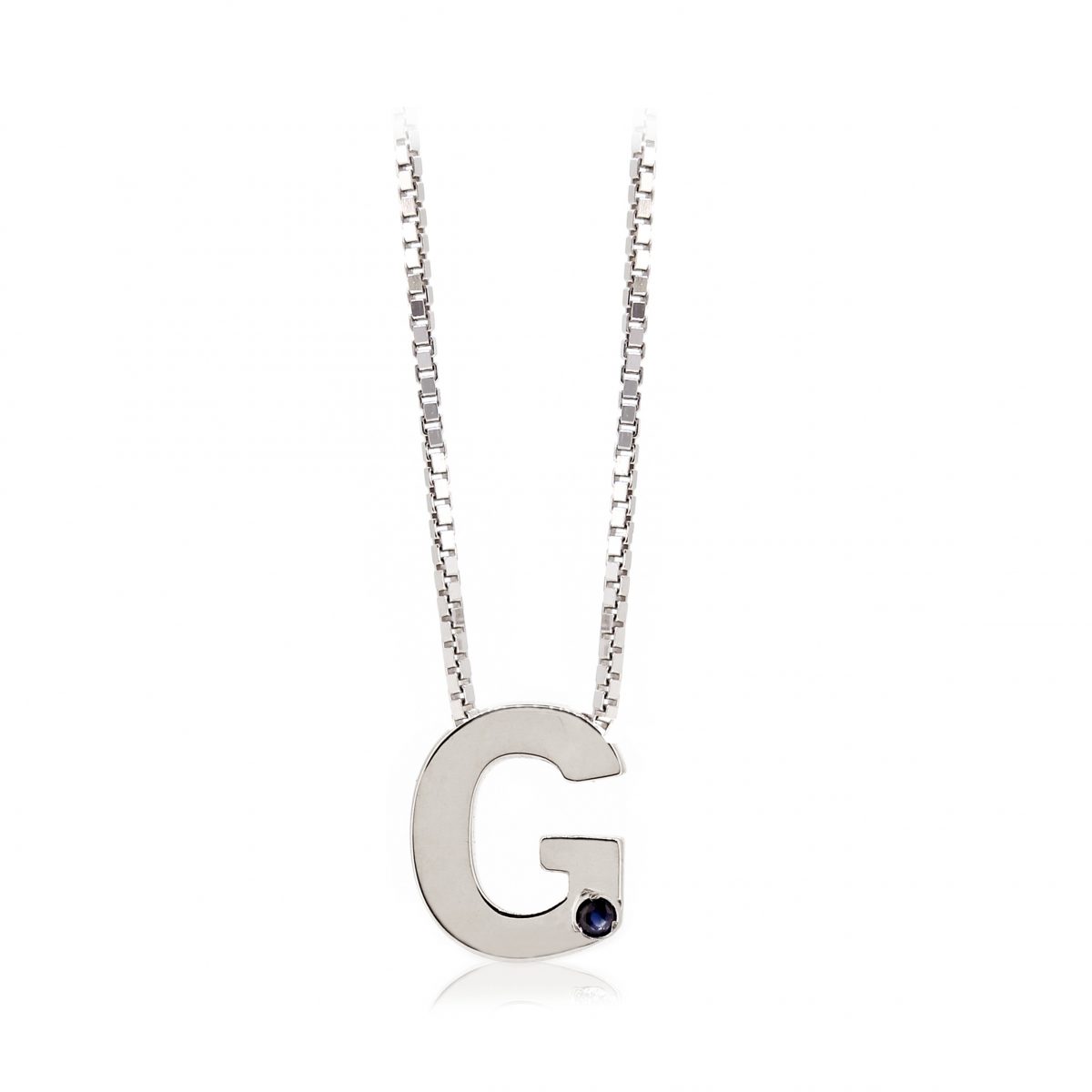 FPP9 G Colgante Inicial Plata y Zafiro azul fino FINOR - Imagen 8