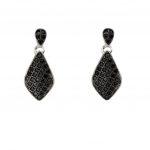 Pendientes de plata con circonita negra y cierre presión