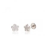 Dormilones Bebé FLOR oro blanco y circonita