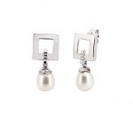 Pendientes plata y diamante y perla