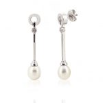 Pendientes plata y diamante y perla