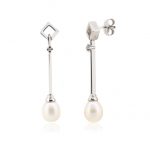 Pendientes plata y diamante y perla