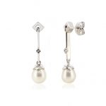 Pendientes plata y diamante y perla
