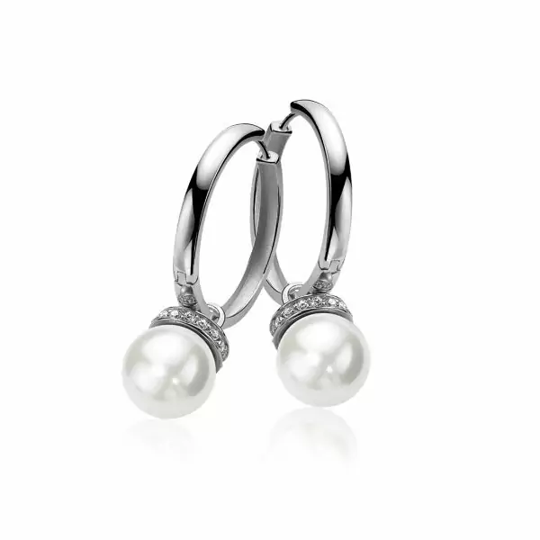 dijes zinzi plata 925 y perla con borde de circonitas blancas